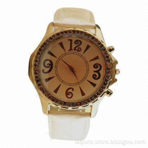 Top New Ladies' Leather Band Gift Watch with Diamond, Japan Movement